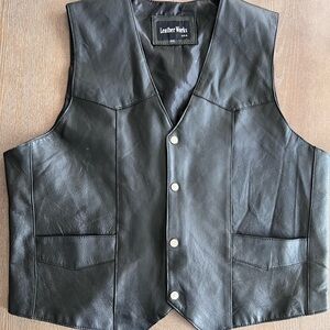 Men's Black Leather Vest